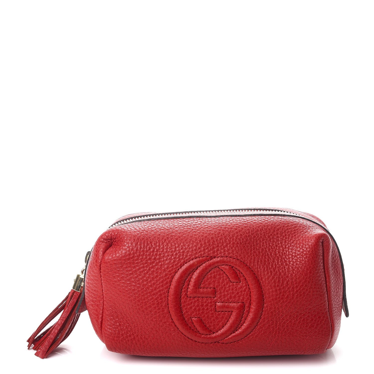 Gucci Pebbled Calfskin Medium Soho Cosmetic Case Red 1 of 10