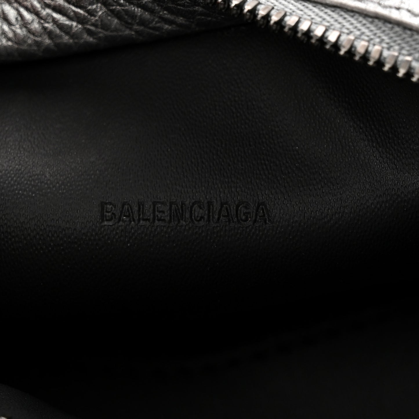 Metallic Grained Calfskin Neo Classic Hardware Super Nano City Crossbody Silver