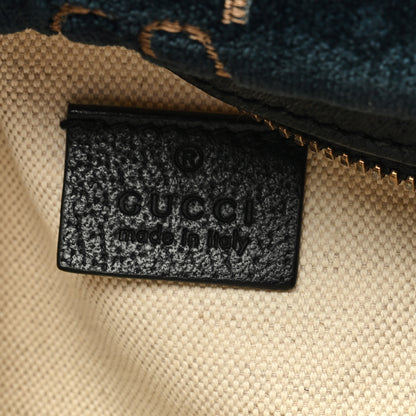 Gucci Velvet GG Monogram Web Belt Bag Blue Beige 6 of 9