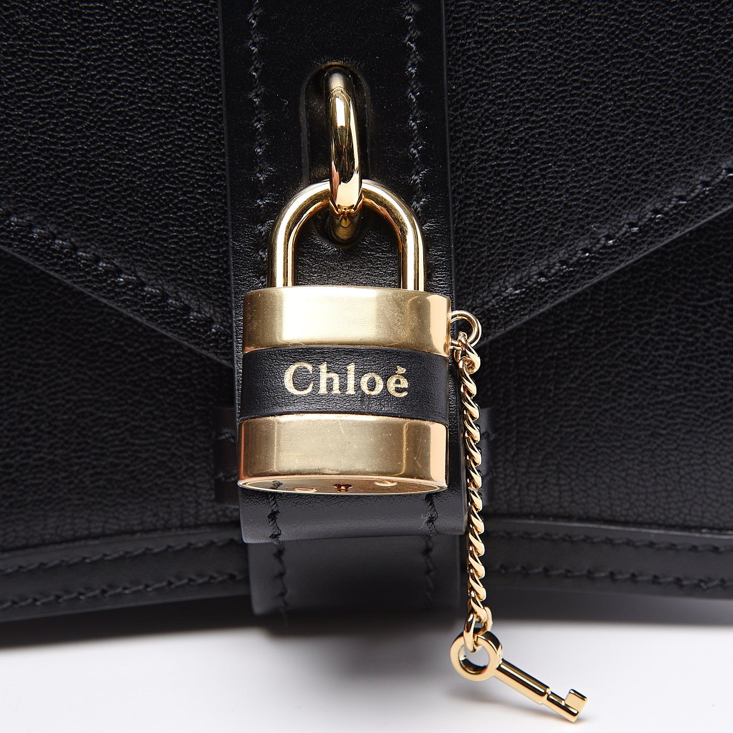 Chloe Shiny Goatskin Calfskin Aby Chain Shoulder Bag Black 11 of 11