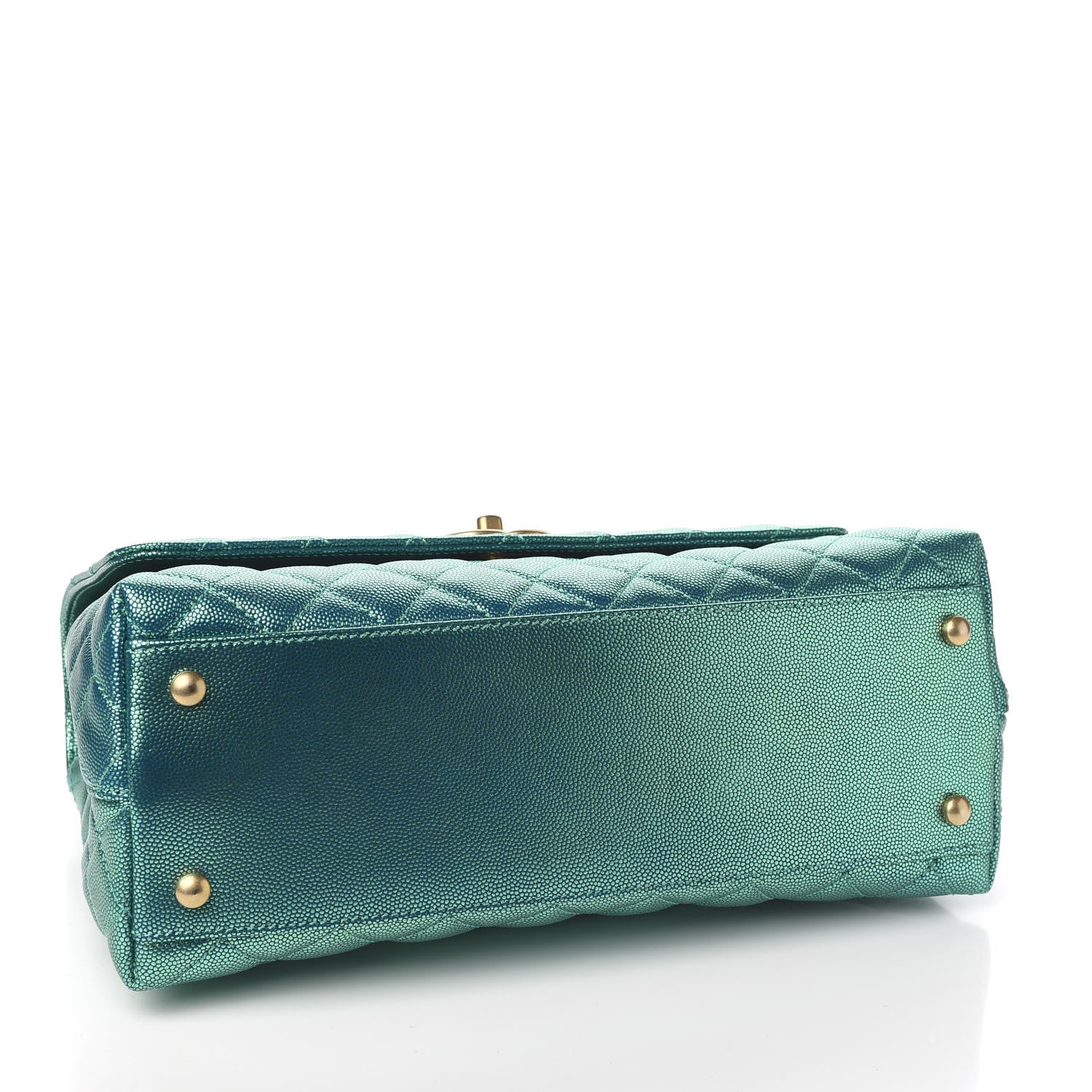 Chanel Metallic Caviar Quilted Small Coco Handle Flap Blue 3 of 10