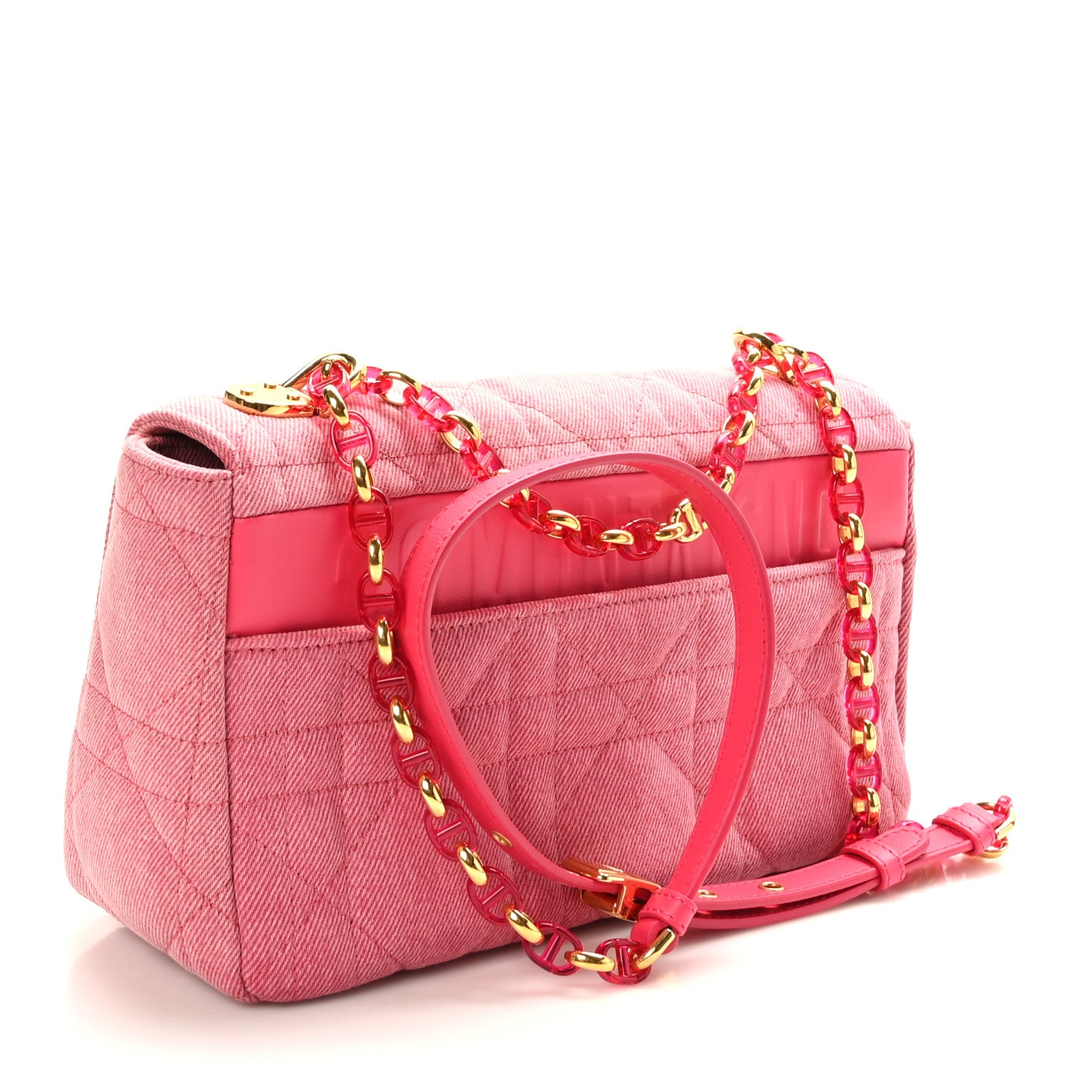 Christian Dior Denim Macrocannage Medium Caro Bag Fuchsia Multicolor 3 of 9