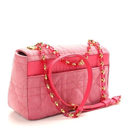 Christian Dior Denim Macrocannage Medium Caro Bag Fuchsia Multicolor 3 of 9