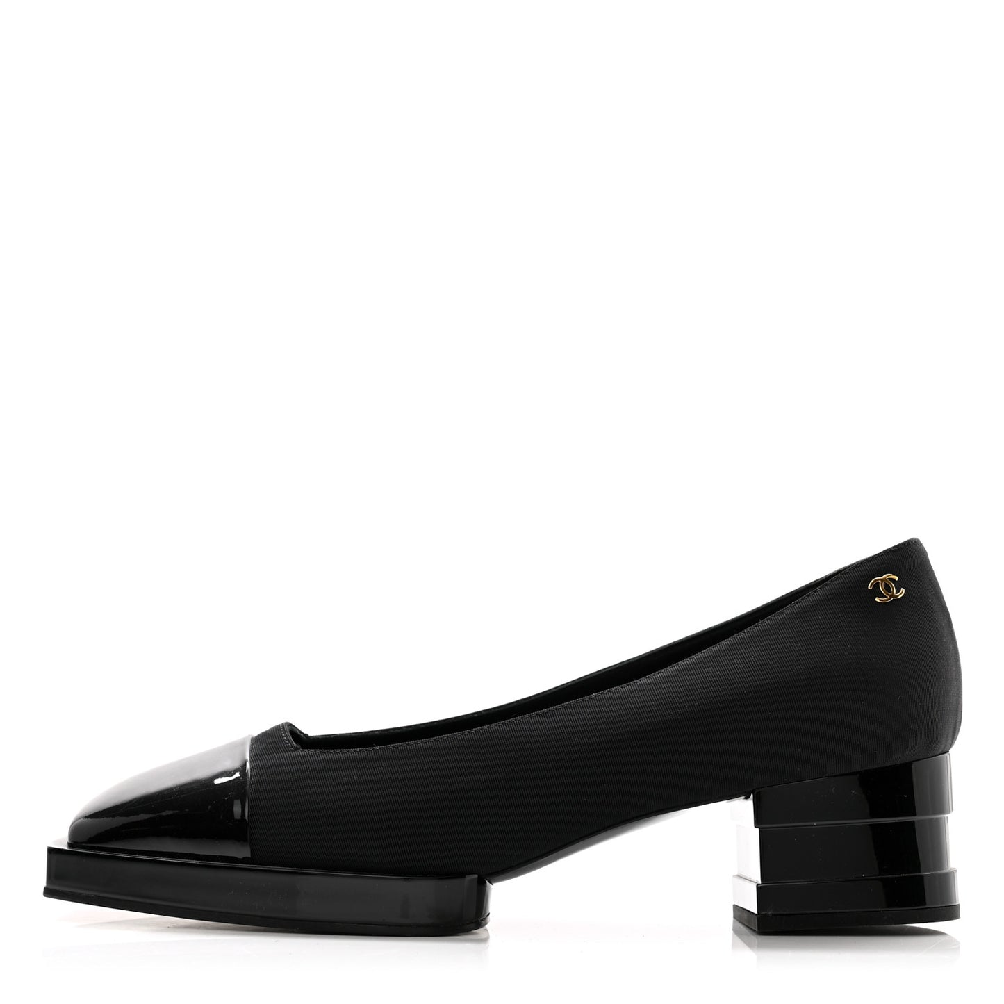 Grosgrain Patent Cap Toe CC Pumps 39.5 Black