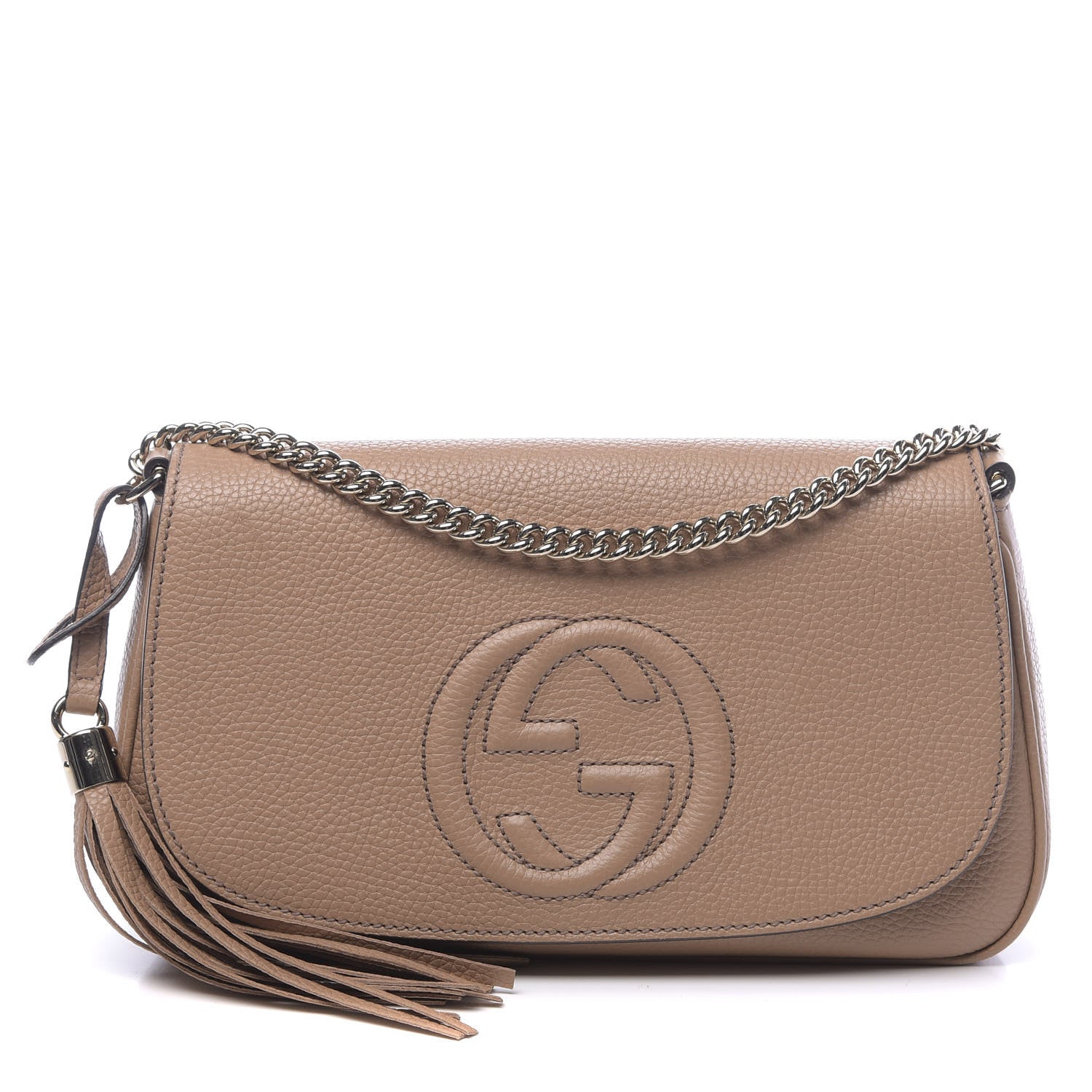 Gucci Pebbled Calfskin Medium Soho Flap Crossbody Camelia 1 of 11