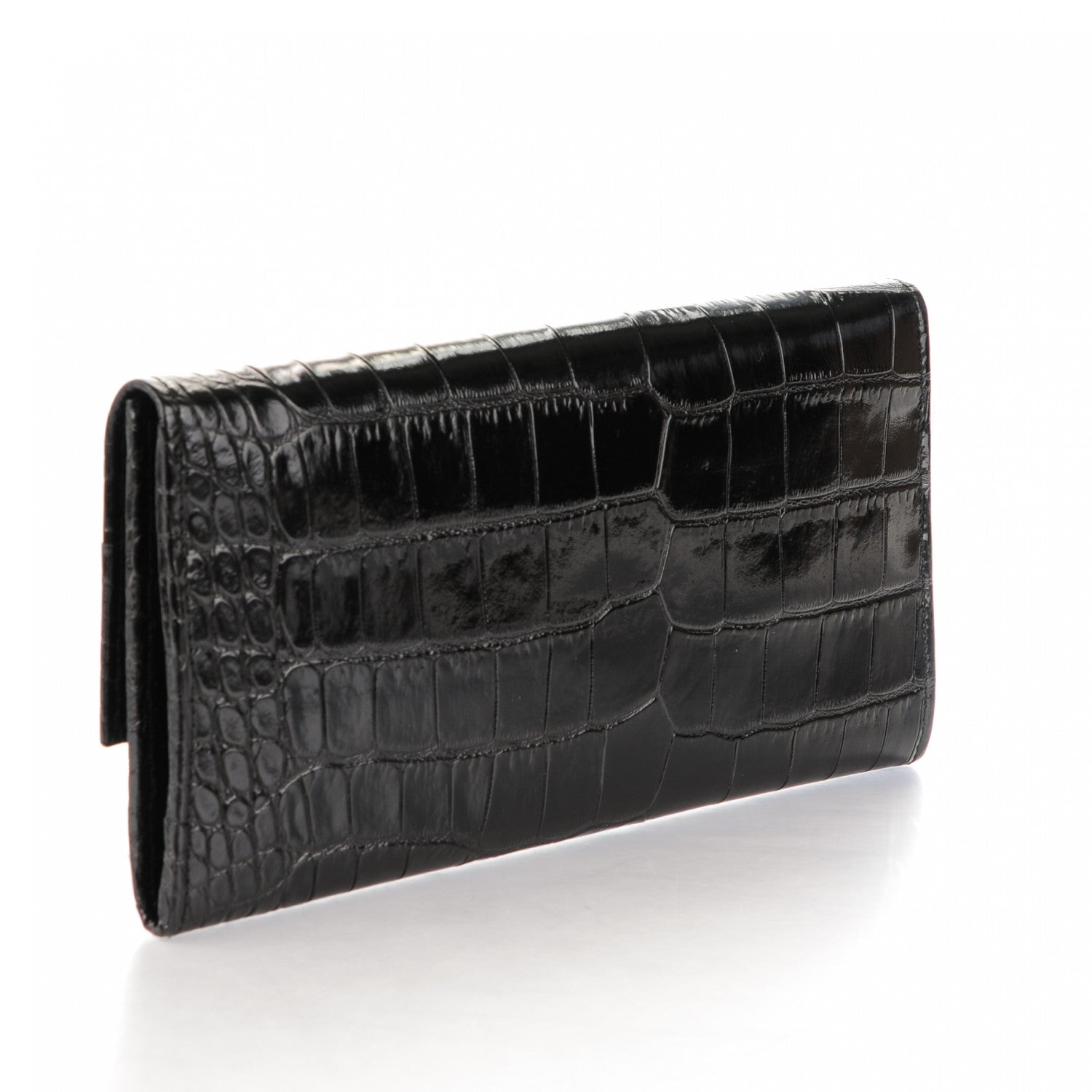 Jimmy Choo Patent Crocodile Embossed Reese Clutch Black 3 of 7