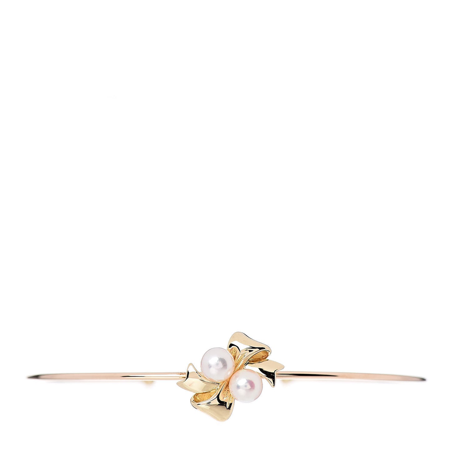 18K Yellow Gold Akoya Pearl Ribbon Cuff Bracelet
