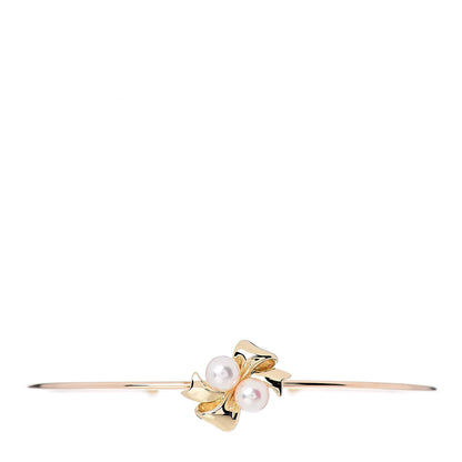 Mikimoto 18K Yellow Gold Akoya Pearl Ribbon Cuff Bracelet 1 of 4