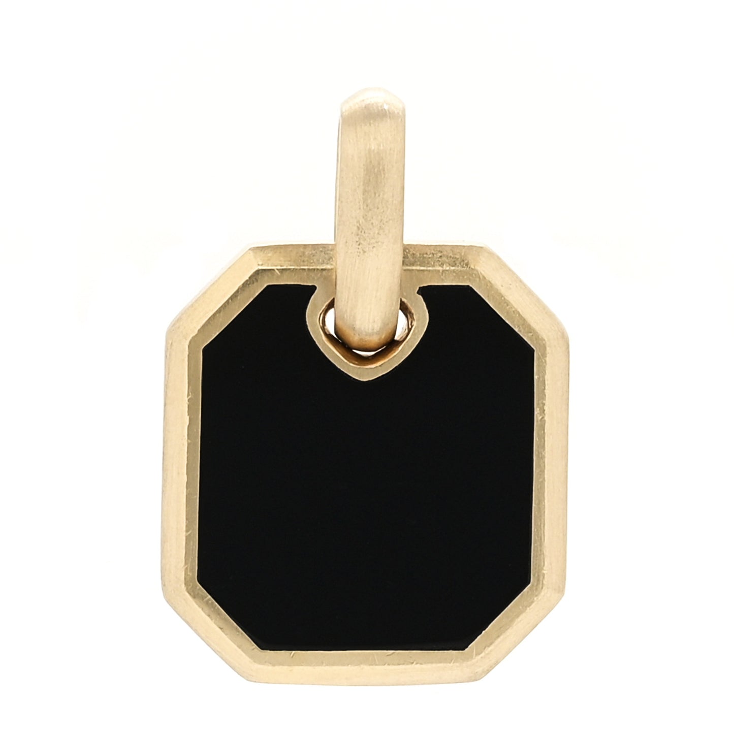 18K Yellow Gold Black Onyx 15mm Octagonal Amulet Pendant