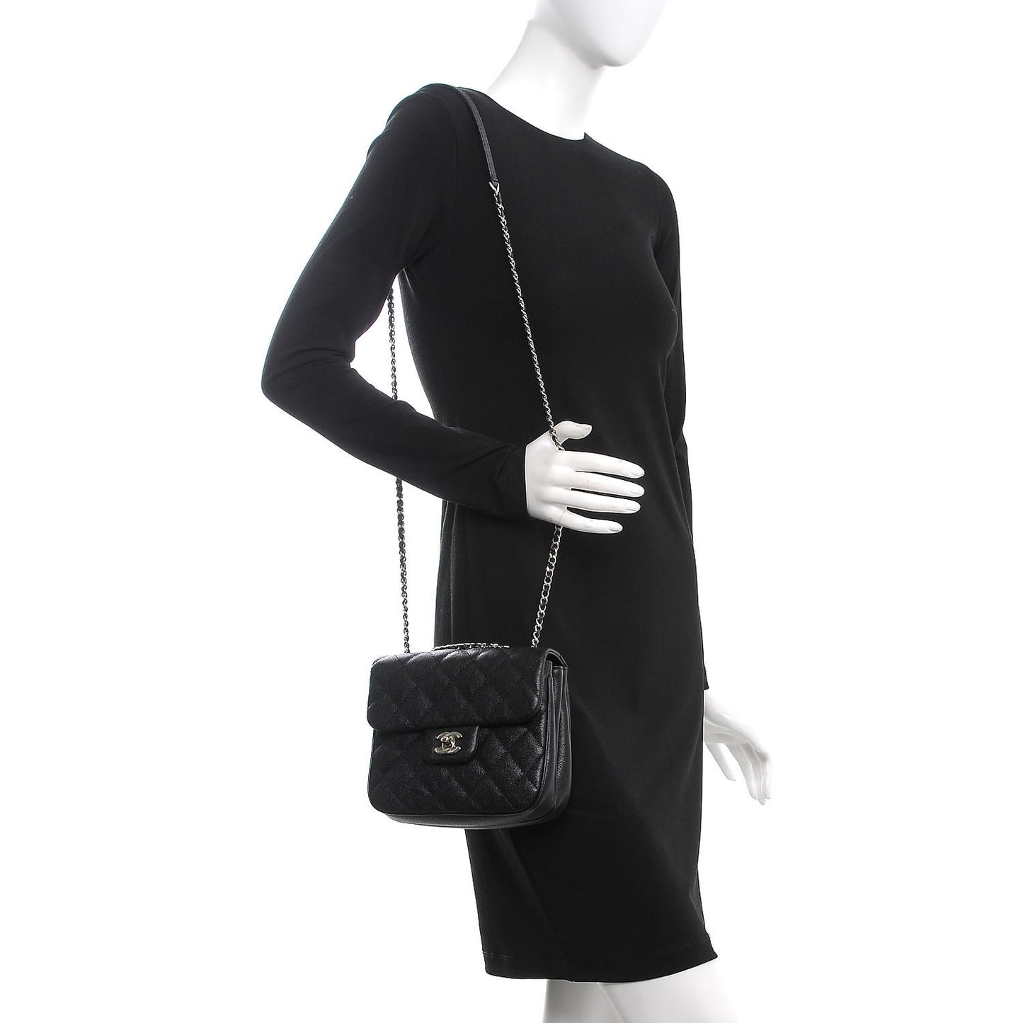 Caviar Quilted Small Urban Companion Flap Black