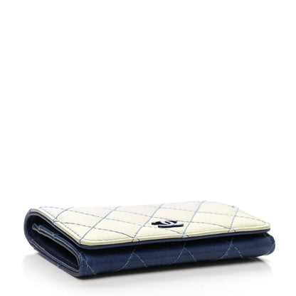 Chanel Faded Lambskin Quilted Card Holder Wallet Blue 4 of 12