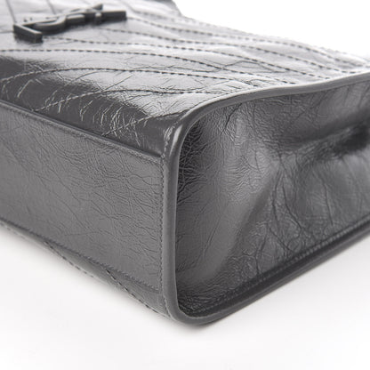 Saint Laurent Crinkled Calfskin Matelasse Monogram Medium Niki Shopper Tote Smog 10 of 11