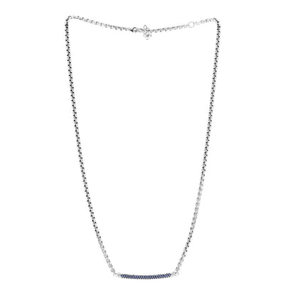 David Yurman Sterling Silver Blue Sapphire Petite Metro Bar Pendant Necklace 3 of 5