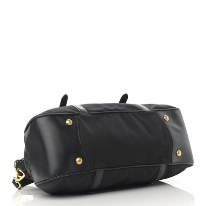 Prada Nylon Tessuto Soft Calfskin Small Shopping Satchel Black 3 of 14