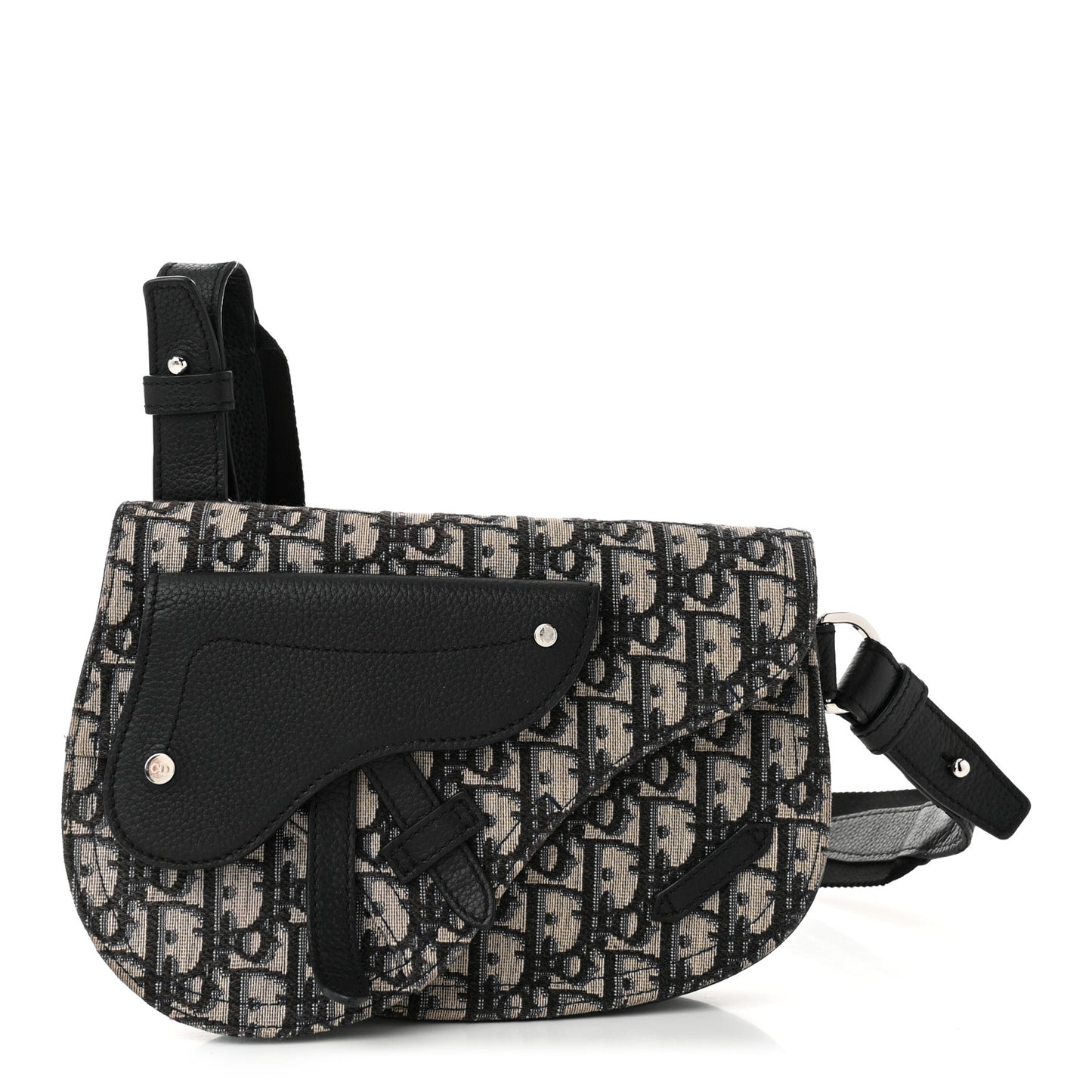 Oblique Saddle Messenger Pouch Beige Black