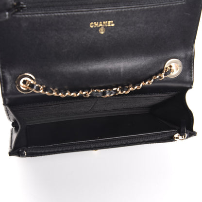 Chanel Lambskin Chevron Quilted Trendy CC Wallet On Chain WOC Black 5 of 9