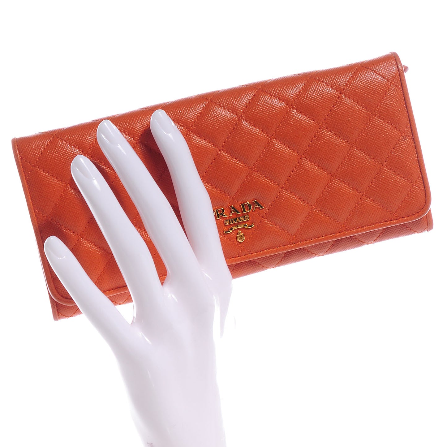 Saffiano Quilted Zip Wallet Papaya
