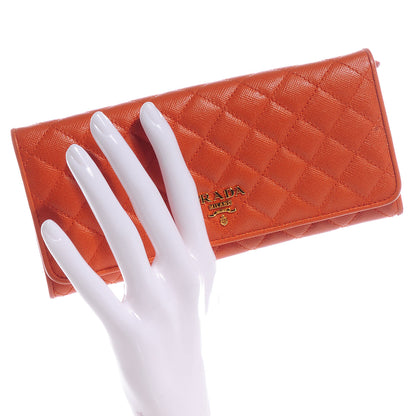 Prada Saffiano Quilted Zip Wallet Papaya 2 of 9
