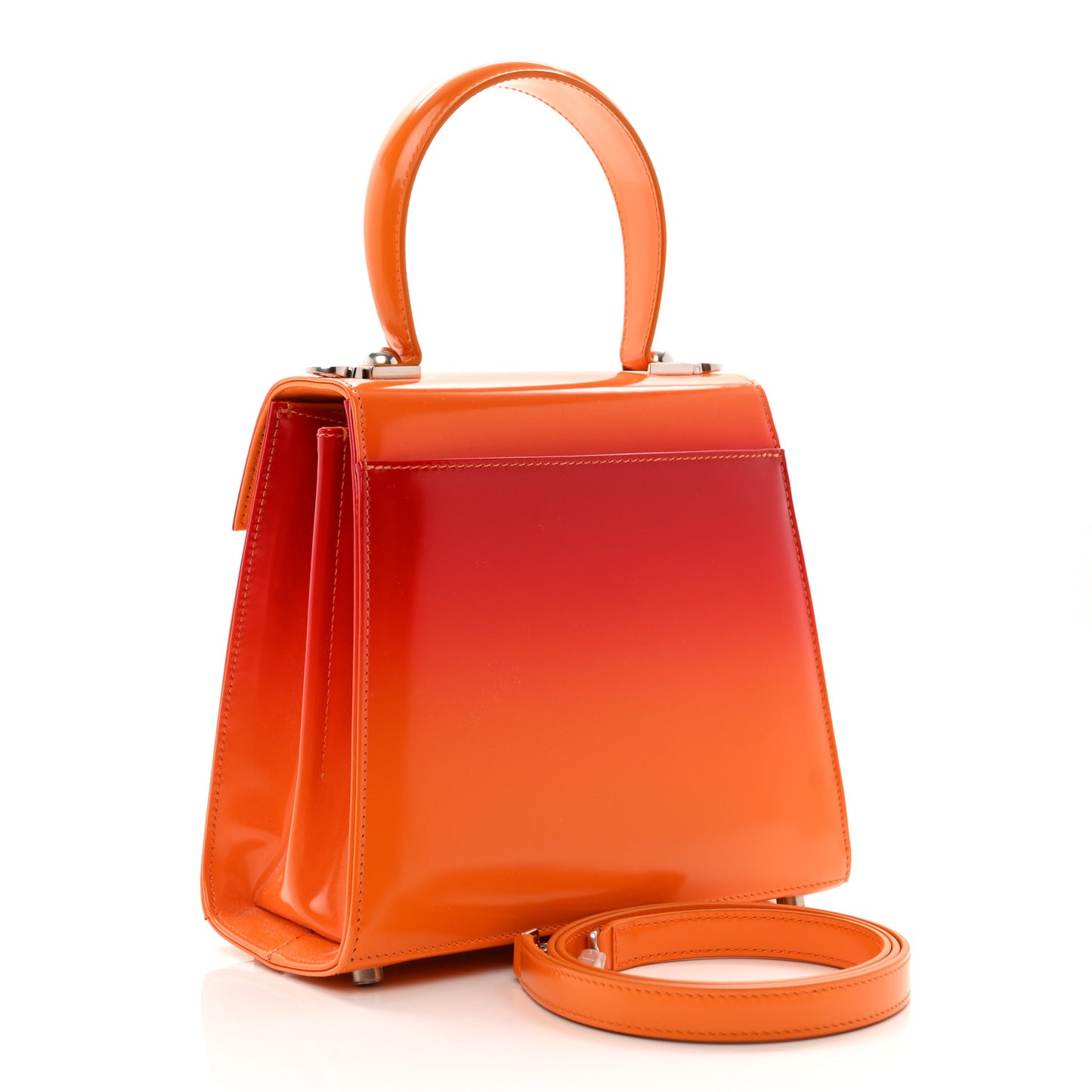 Brushed Calfskin Airbrush Small Iconic Top Handle Bag Orange Multicolor