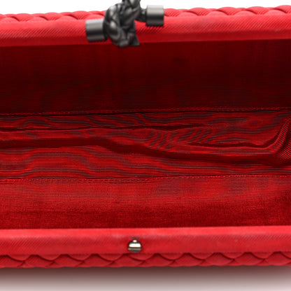 Bottega Veneta Silk Faille Intrecciato Knot Clutch Red 5 of 6