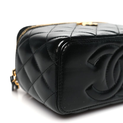 Chanel Lambskin Quilted Golden Links Top Handle Vanity Case With Chain Black 9 of 10