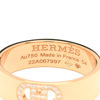 Hermes 18K Rose Gold Diamond PM H D'Ancre Ring 54 6.75 4 of 4
