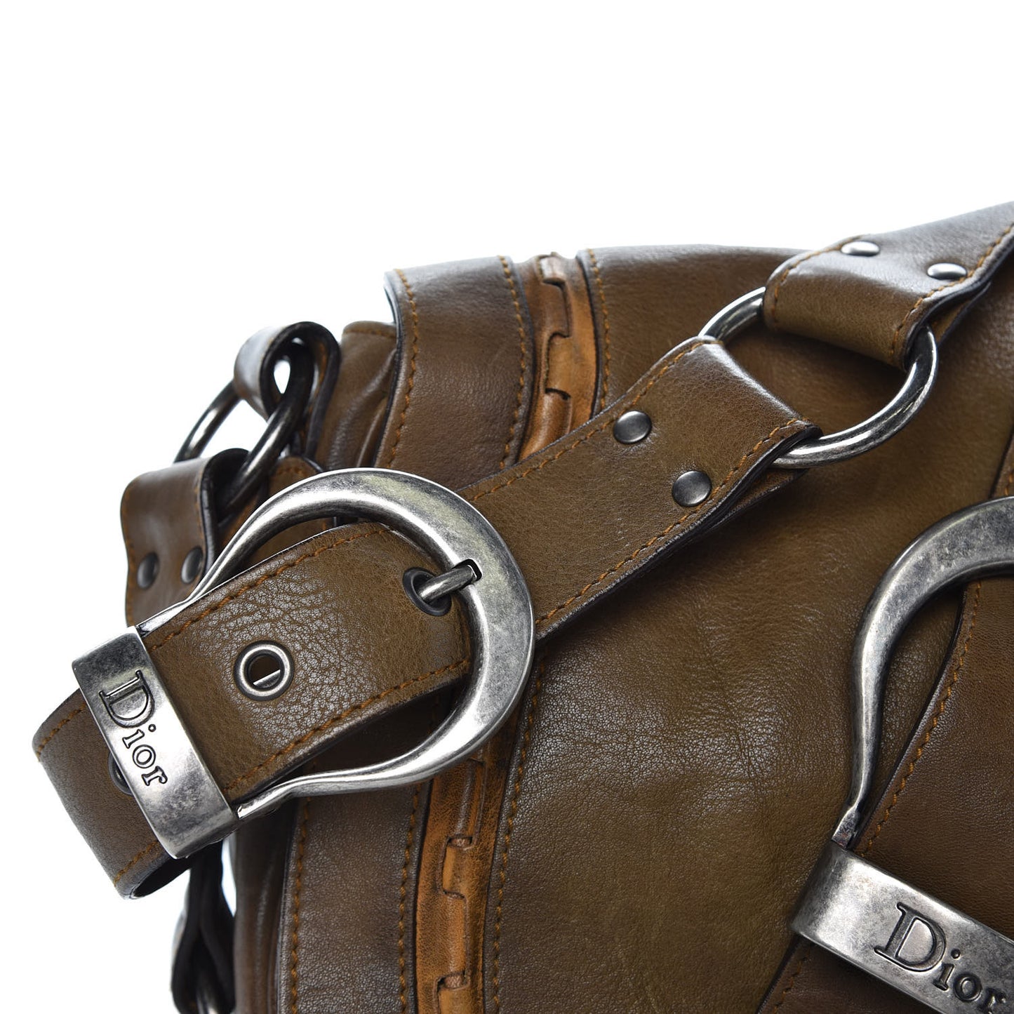 Calfskin Medium Gaucho Double Saddle Bag Green