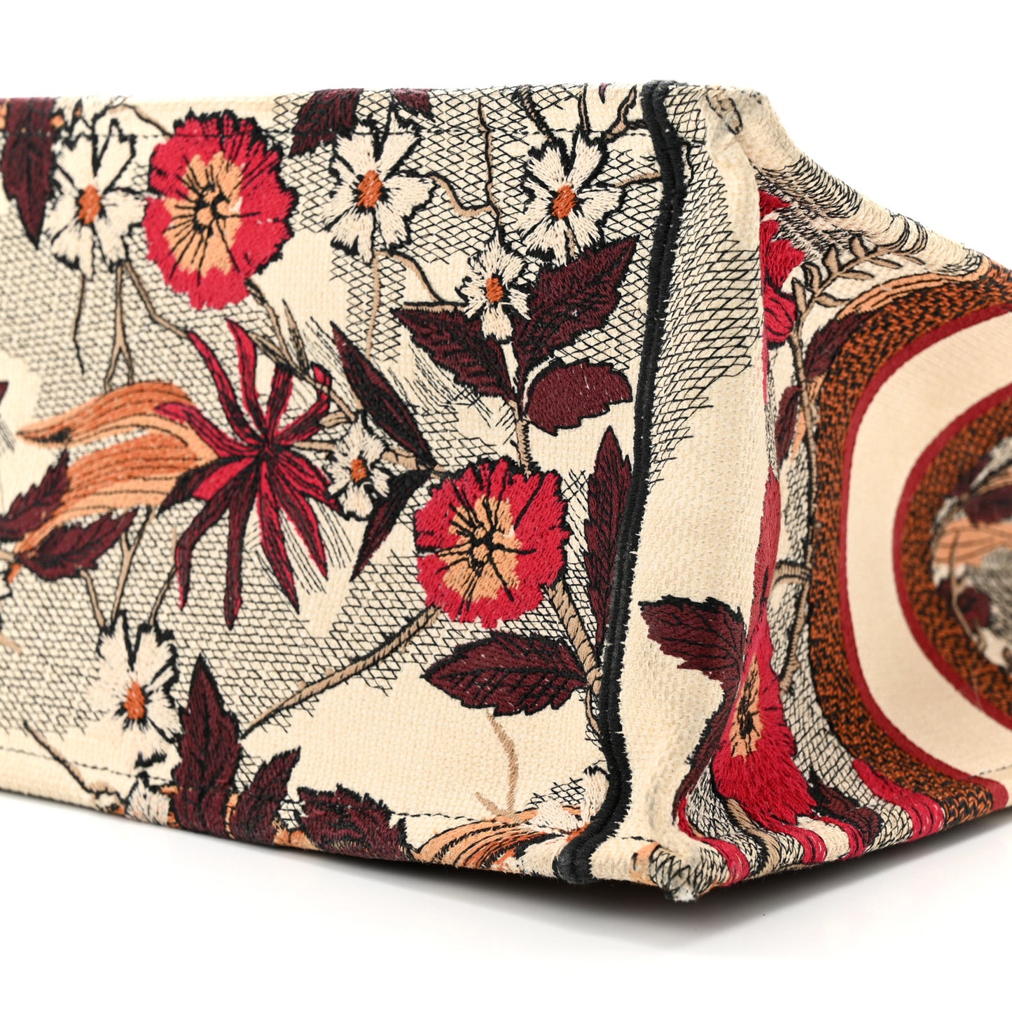 Canvas Embroidered Phoenix Medium Book Tote Red Multicolor