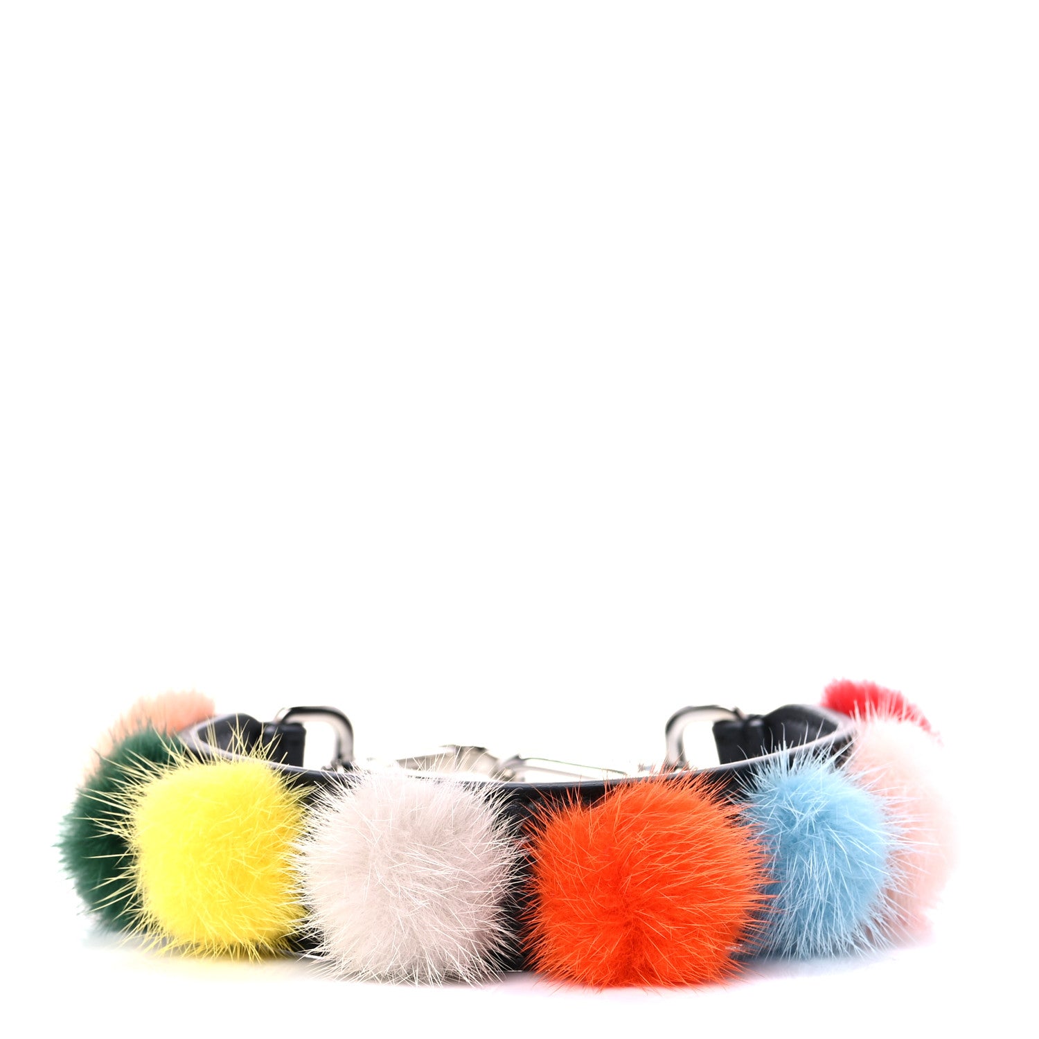 Fendi Mink Fur Pom Pom Mini Strap You Black Multicolor 1 of 7