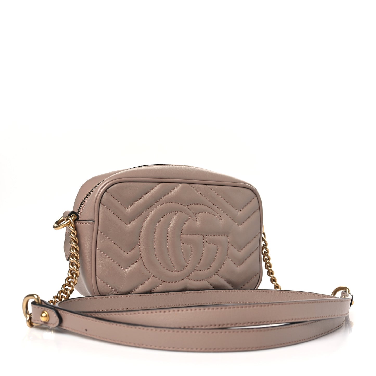 Calfskin Matelasse Mini GG Marmont Chain Shoulder Bag Porcelain Rose
