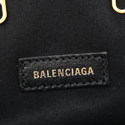 Balenciaga Shiny Supple Calfskin Logo Crocodile Embossed Cloud Coin Purse Black White 6 of 11