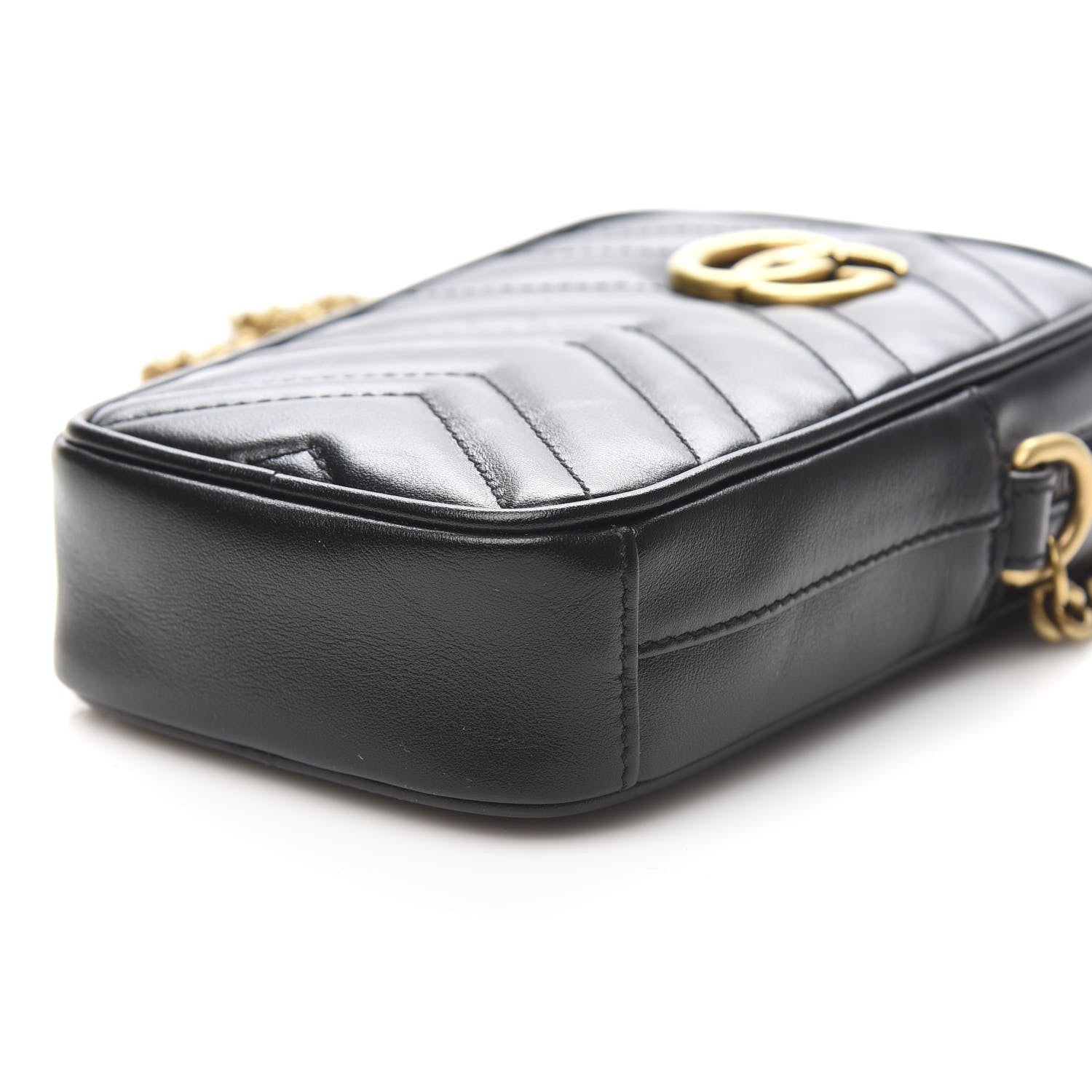 Gucci Calfskin Matelasse Mini GG Marmont Crossbody Bag Black 9 of 11