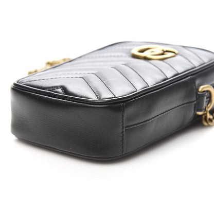 Gucci Calfskin Matelasse Mini GG Marmont Crossbody Bag Black 9 of 11