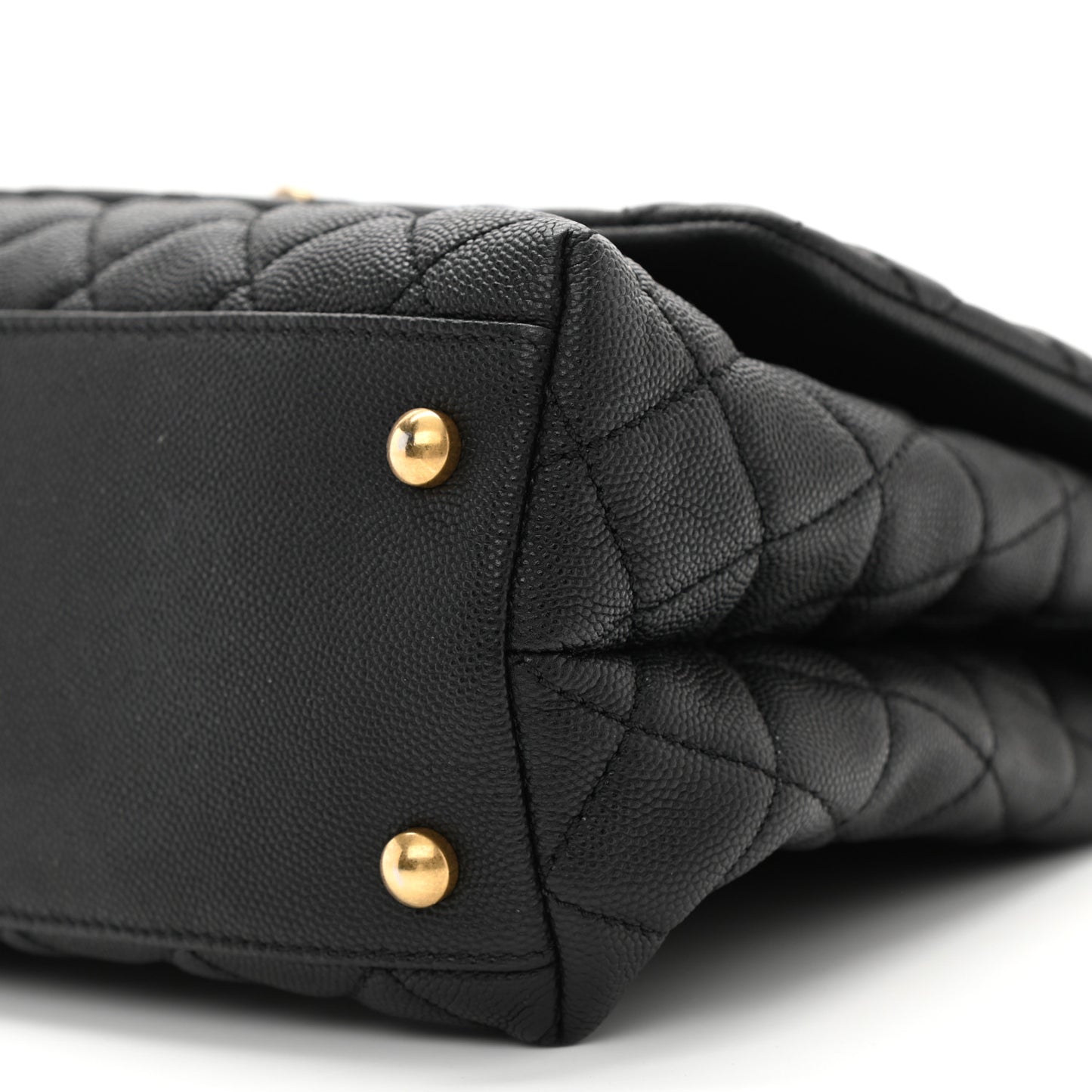 Caviar Lizard Embossed Quilted Small Coco Handle Flap Black