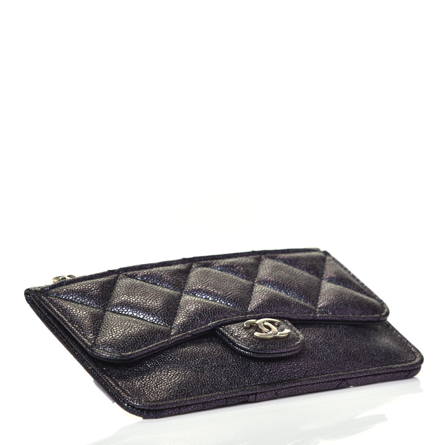 Chanel Iridescent Caviar Quilted Flap Zip Card Holder Black 8 of 15