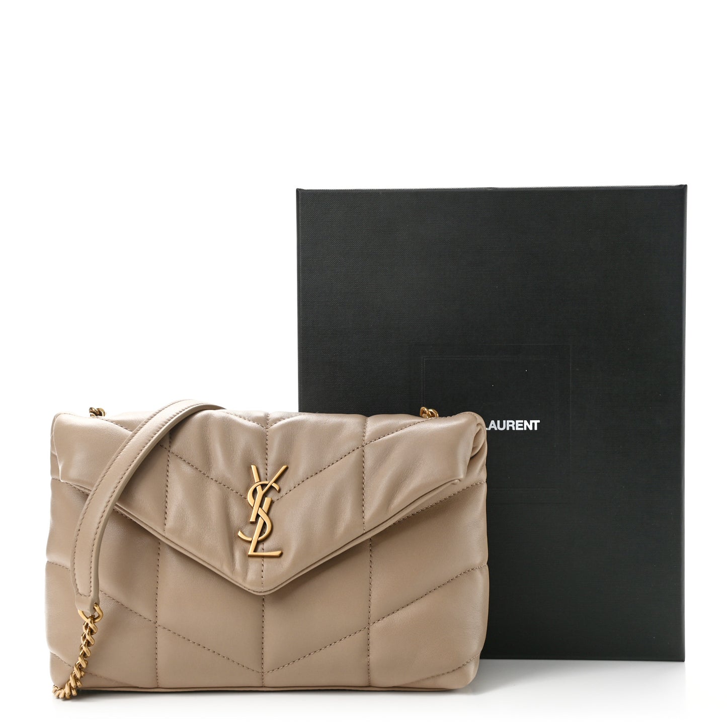 Lambskin Quilted Toy Loulou Puffer Monogram Chain Satchel Nude Powder