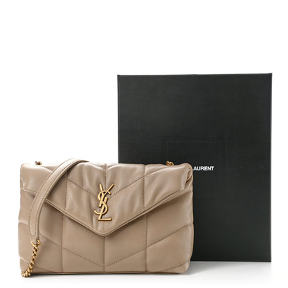 Saint Laurent Lambskin Quilted Toy Loulou Puffer Monogram Chain Satchel Nude Powder 12 of 12