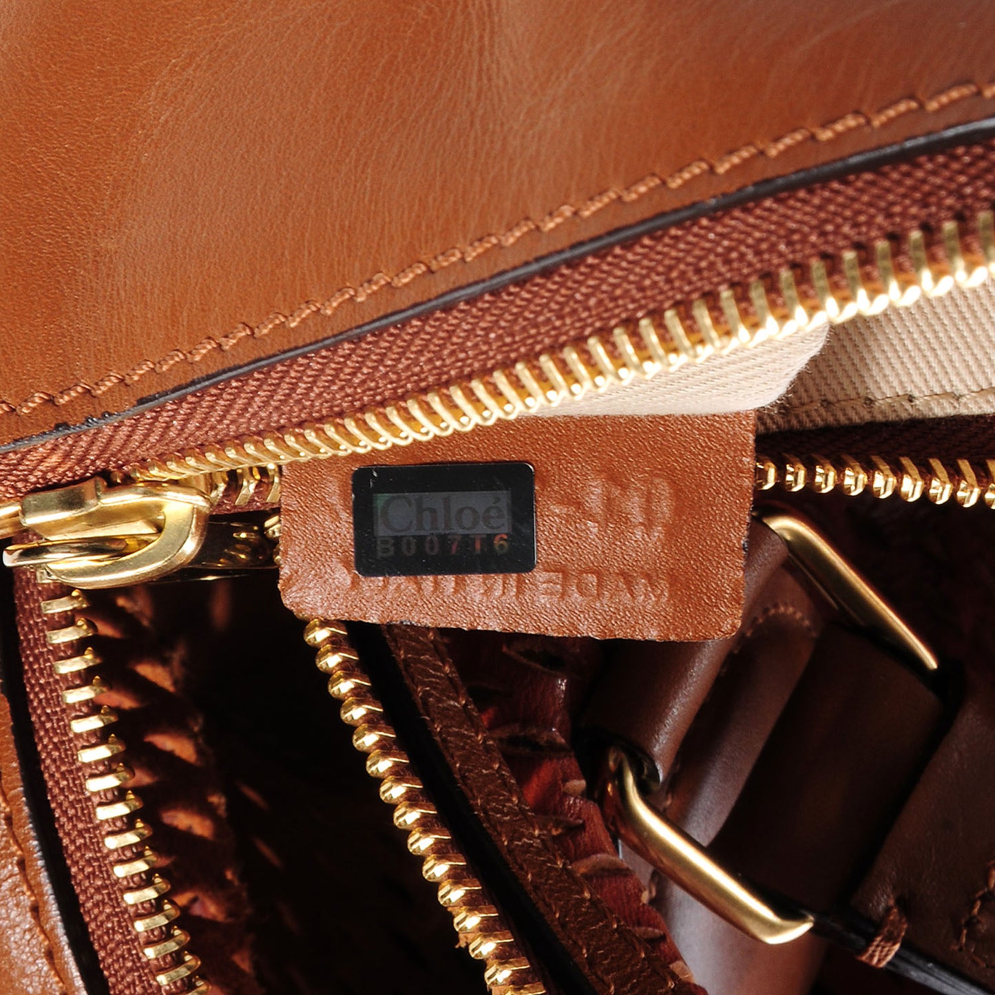 Lambskin Perforated Charlie Tote Caramel