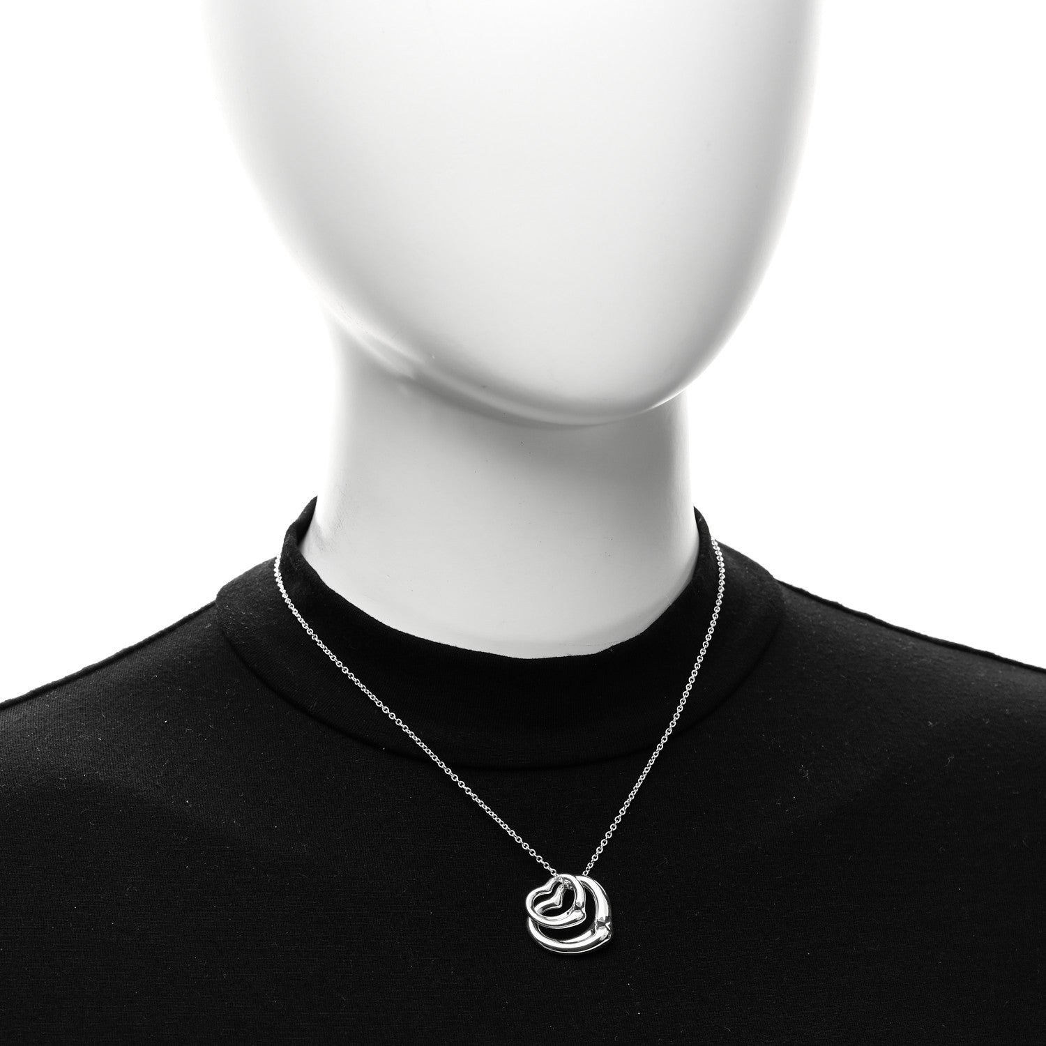 Tiffany Sterling Silver Elsa Peretti Double Open Heart Pendant Necklace 2 of 5