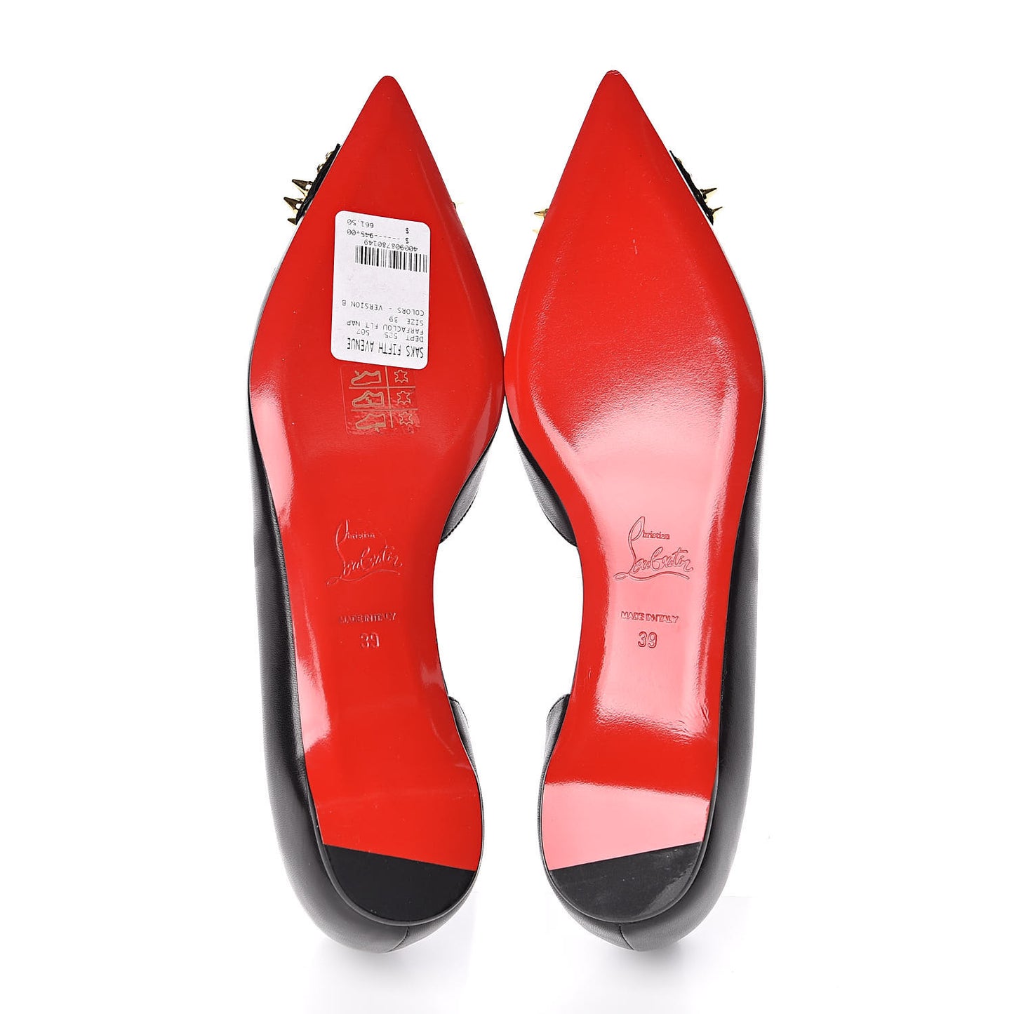 Nappa Farfaclou Spike Flats 39 Black
