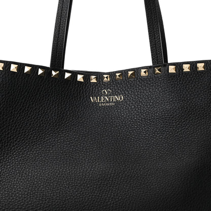 Valentino Garavani Grained Calfskin Rockstud Shoulder Tote Black 7 of 9