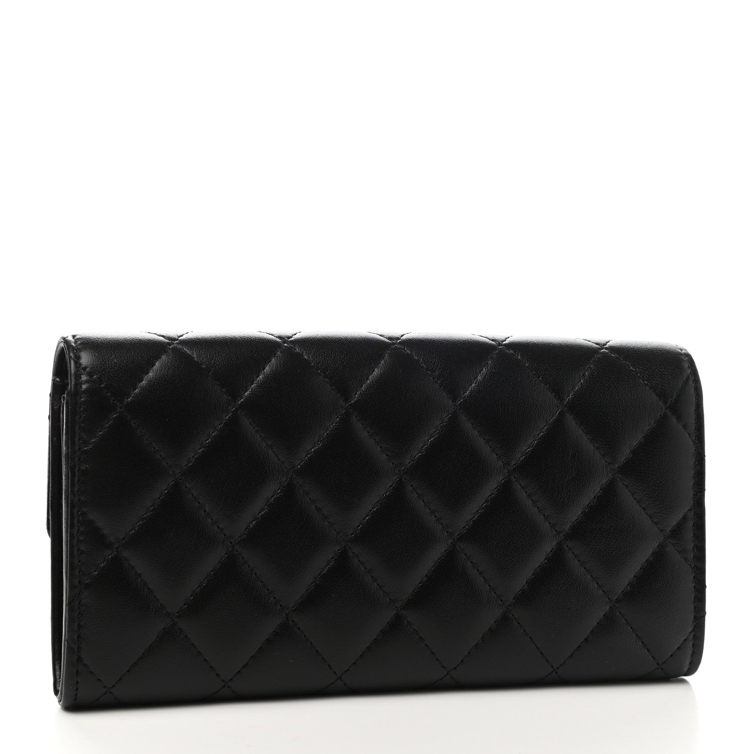 Chanel Lambskin Quilted Long Flap Wallet Black 3 of 9