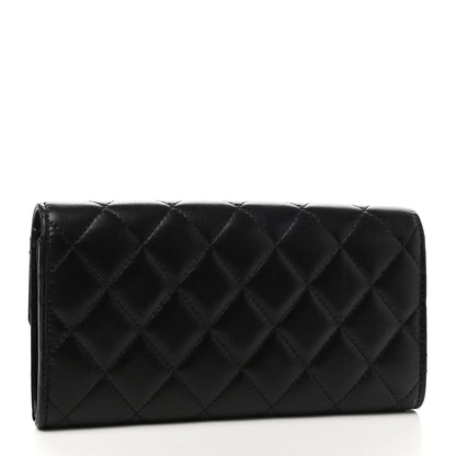 Chanel Lambskin Quilted Long Flap Wallet Black 3 of 9