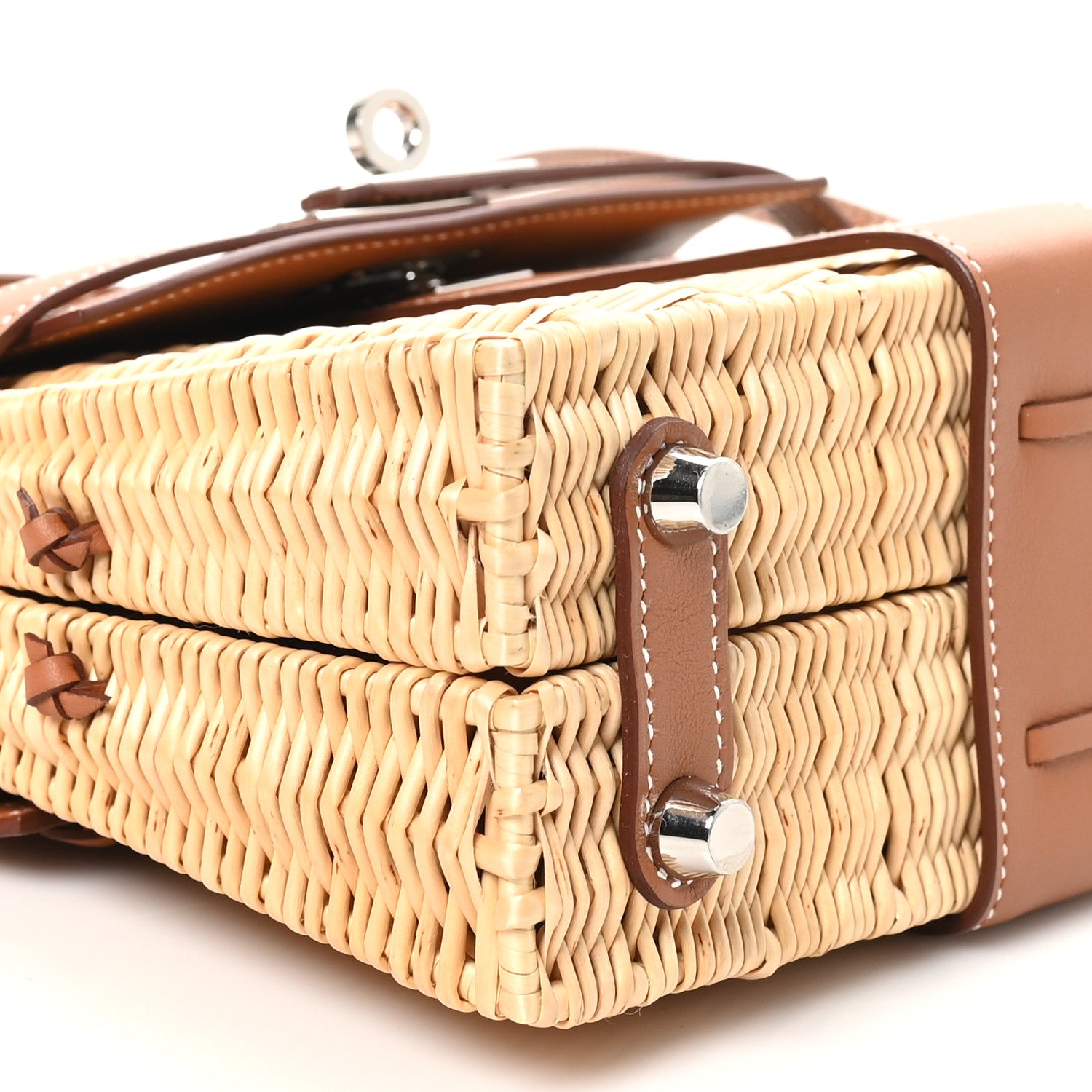 Ki様 1991年製 エルメス ミュズリエール ミニ かご ハンドバッグ Hermes Wicker Swift Picnic Mini Kelly 20 Naturel Gold 1769938