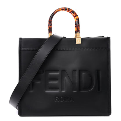 Fendi Vitello King Plexiglass Medium Fendi Sunshine Shopper Tote Black 1 of 13