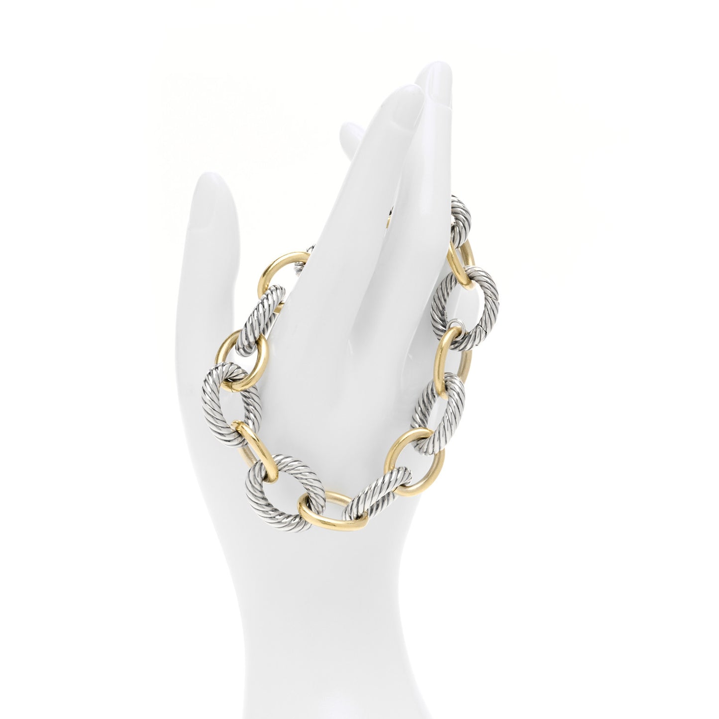 Sterling Silver 18K Yellow Gold 19mm Extra Large Oval Link Bracelet