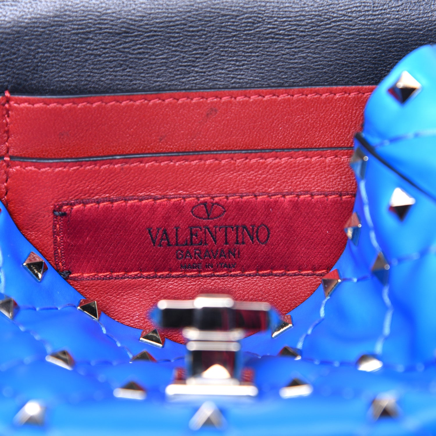 Valentino Garavani Calfskin Micro Rockstud Spike Shoulder Bag Blue Fluo 8 of 11