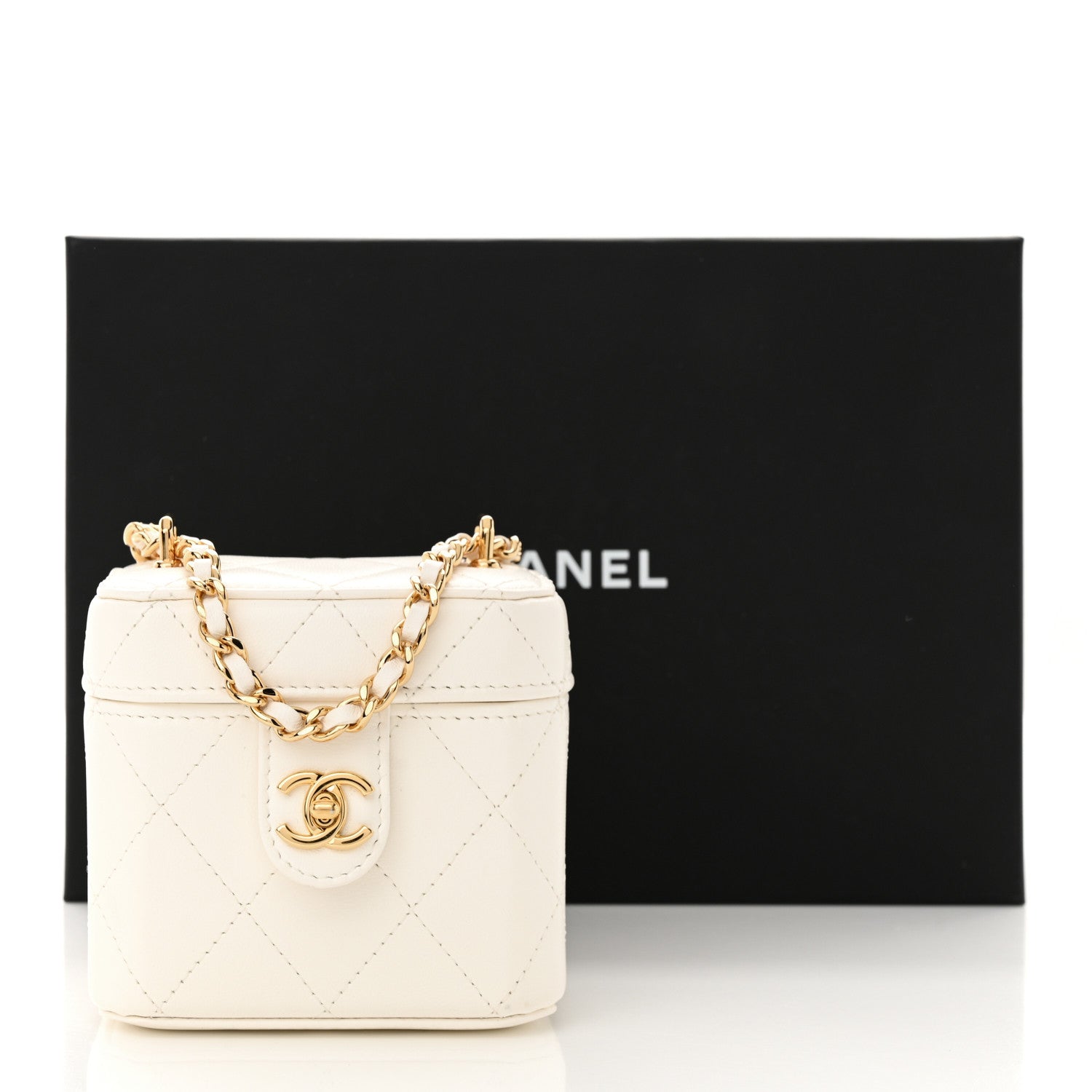 Chanel Lambskin Quilted Vanity Clutch With Chain White 11 of 11