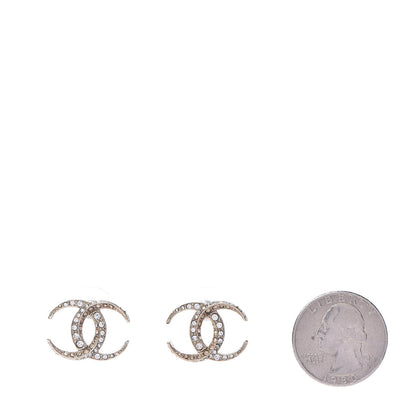 Chanel Crystal CC Moon Earrings Gold 2 of 5