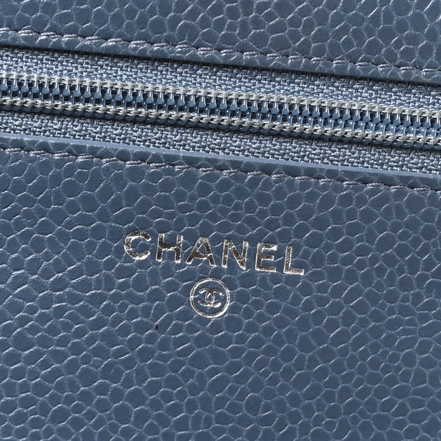 Caviar Quilted Wallet on Chain WOC Blue